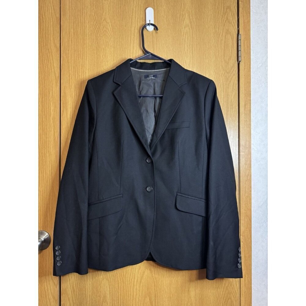 JCREW Womens Classic Black Italian Wool Two Button Blazer Jacket SMALL Academia